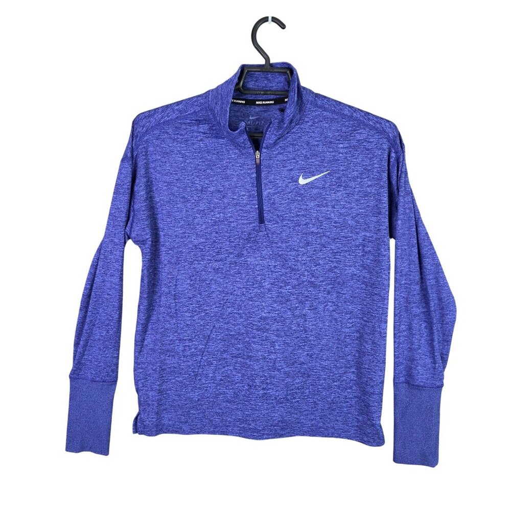 Womens Nike Purple Dri-Fit Running 1/4-Zip Pullover Shirt Long Sleeve Shirt Size